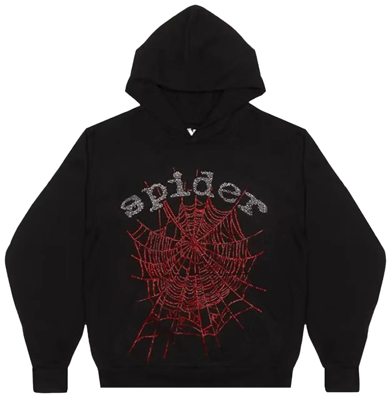 Black/ Red Rinestones SPDER Hoodie